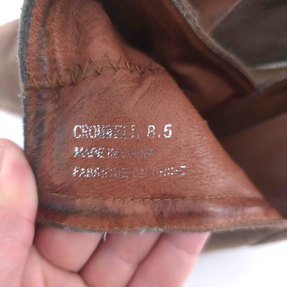 Jeffrey Campbell Cromwell Taupe Western Boho Metal Tip Stacked Block Bootie 8.5 - Picture 10 of 13